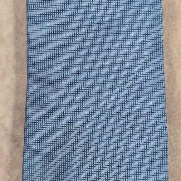 Vistini Blue Solid Box Checkered Pattern Executive Corporate Men's Neck Tie - Picture 6 of 6